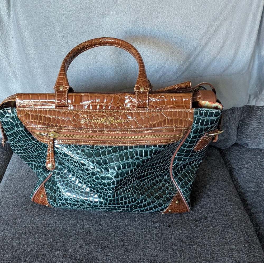 Samantha Brown Travel bag croc embossed expandable tote luggage/Purse